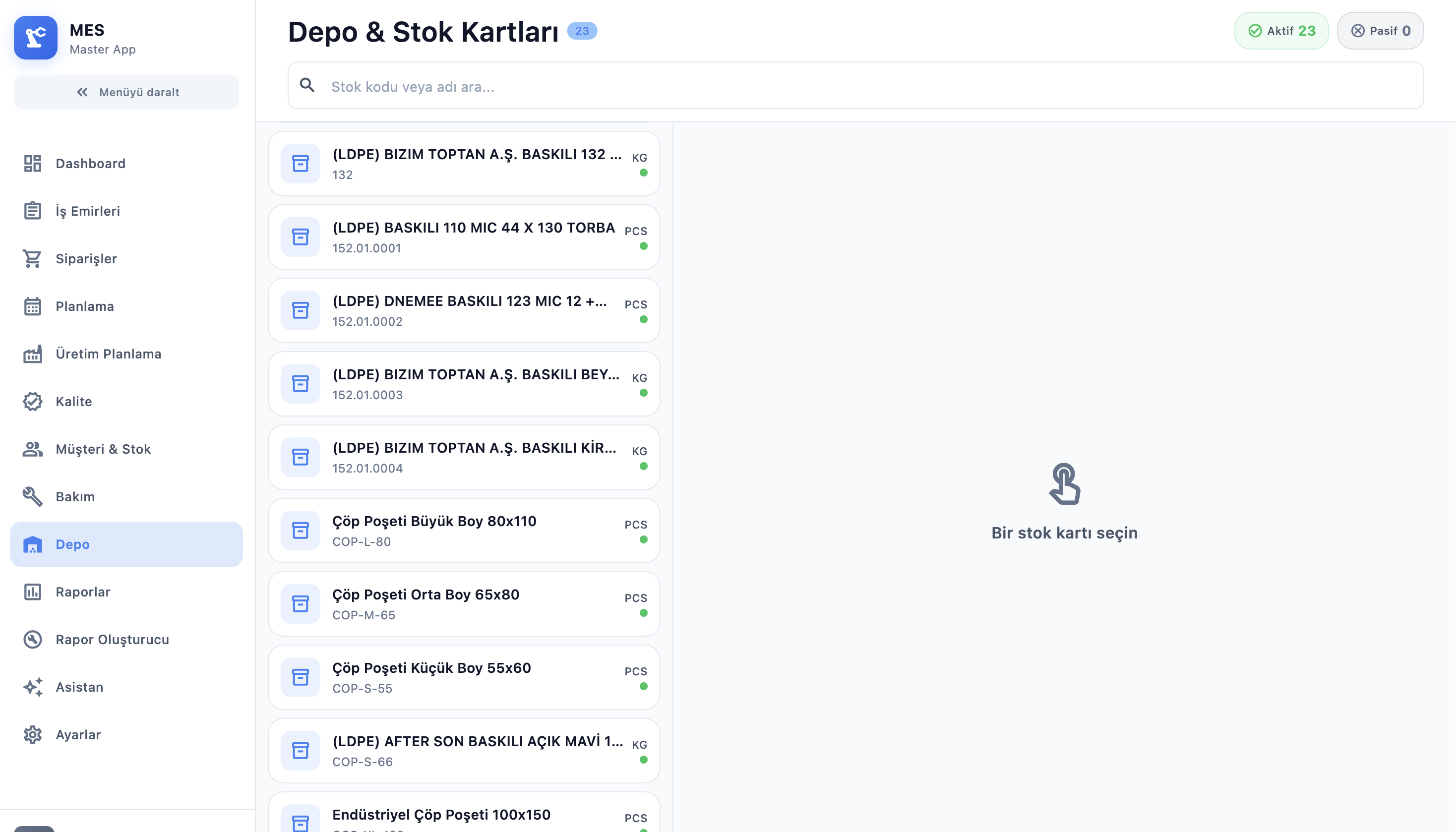 COD 3 — Stok kartı oluşturma wizard: şablon seçimi, dinamik form ve otomatik isimlendirme
